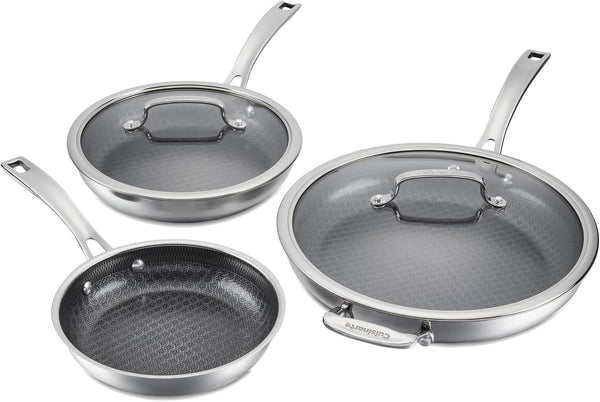 Skillet Set Purelysear Hybrid Stainless Steel 5 Pc | Stainless Steel Cookware Set, Hybrid Technology Induction Cookware, Essential Sizes for Chefs and Families, FPS-5SSCR1