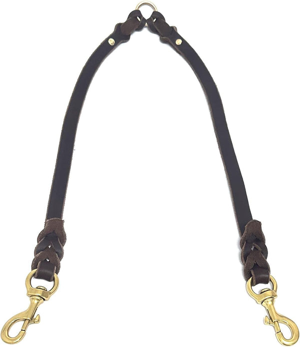 Genuine Leather Braided Coupler for Dog Leash,Leather Dog Leash for Walking Two Dogs, Multipurpose, Can Be Used as Safety Seatbelt Leash in Car, Backup Clip for Dog Harness1