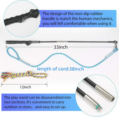 Flirt Pole for Dogs Interactive Chase Toy for Large Medium Small Puppy Dogs | for Chase and Tug of War, Dog Teaser Wand with Lure, Chewing Toy, for Outdoor Exercise & Training,Easy to Use,Carry, Sturdy8