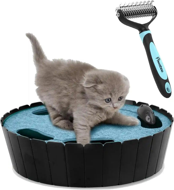 Pawaboo Interactive Cat Toy with Running Mouse, Electronic Motion Cat Toy Automatic Teaser for Indoor Cats, Pop and Play Hide Seek Cat Toys Hunting Mouse for Pet Cat Kitten Play Fun Exercise, Green9