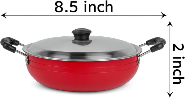Nonstick Kadhai with Lid 2L All Purpose Pan Deep Fry Pan for Indian Cooking Stir Fry Aluminium Wok Deep Fry Skillet Cookware Cooking Pan3
