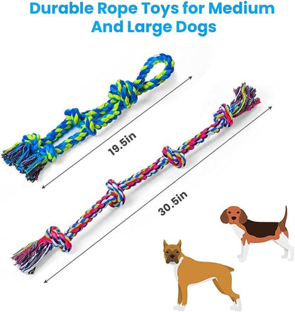 Feeko Heavy Duty Dog Rope Toys for Large Breed Aggressive Chewers, 2 Pack Indestructible Teeth Cleaning Tug of War Toy3