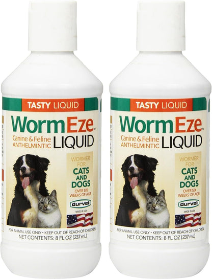 Durvet Wormeze Liquid Canine & Feline Antihelmintic, 8 Oz (Pack of 2)1