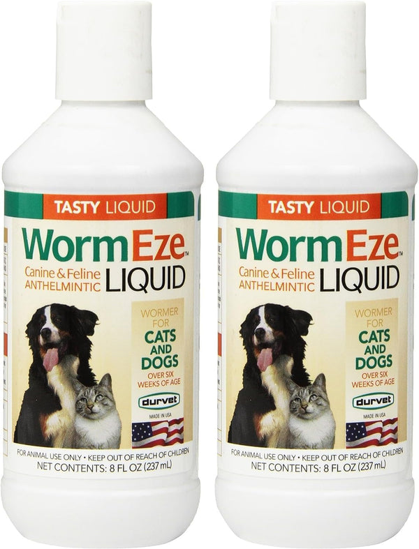 Durvet Wormeze Liquid Canine & Feline Antihelmintic, 8 Oz (Pack of 2)1