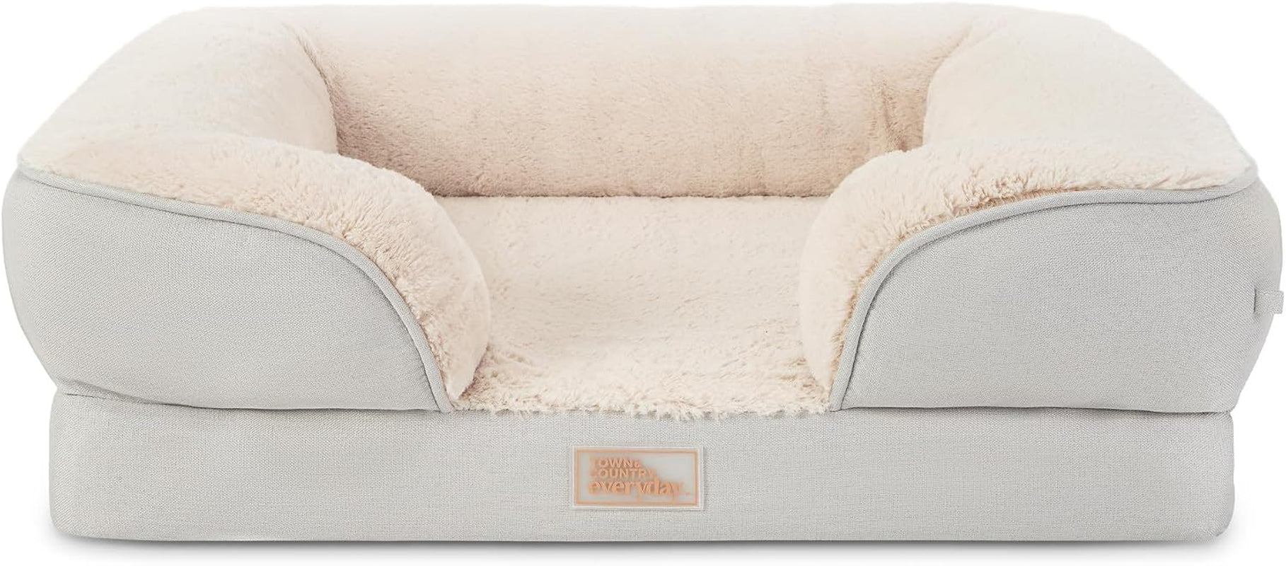 town-country-everyday-cuddletown-comfy-solid-bolster-sofa-pet-bed-supportive-calming-egg-crate-foam-non-slip-bottom-machine-washable-cover-grey-medium-28x23x8
