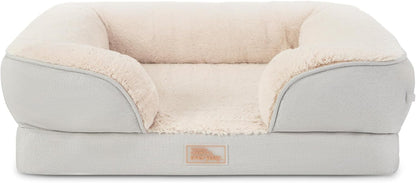 Town & Country Everyday Cuddletown Comfy Solid Bolster Sofa Pet Bed, Supportive & Calming Egg Crate Foam, Non-Slip Bottom, Machine Washable Cover, Grey, Medium 28"X23"X8"2