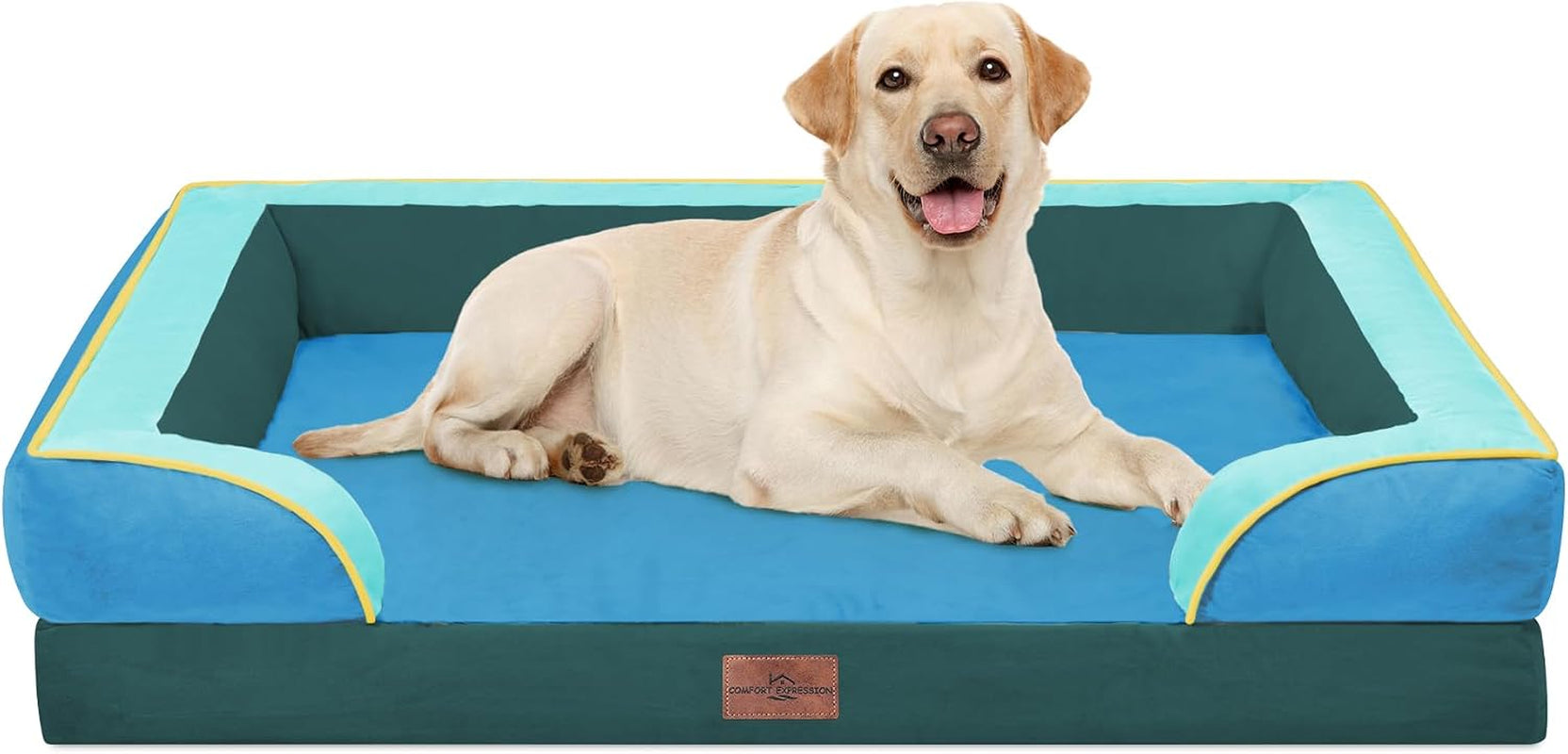 comfort-expression-orthopedic-dog-bed-for-extra-large-dogs-with-bolster-waterproof-dog-couch-bed-with-washable-cover-non-slip-bottom-supportive-egg-crate-foam-xl-pet-bed-42x30-inch