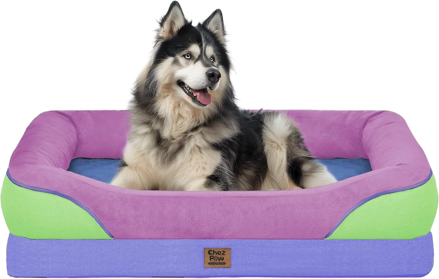 chez-paw-waterproof-orthopedic-xl-dog-bed-for-large-and-extra-large-dogs-egg-crate-foam-4-sided-bolster-support-waterproof-liner-non-slip-bottom-machine-washable-cover-42-x-30-inch