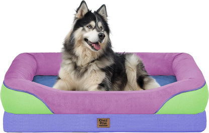 Chez Paw Waterproof Orthopedic XL Dog Bed for Large and Extra Large Dogs | Egg Crate Foam, 4-Sided Bolster Support, Waterproof Liner, Non-Slip Bottom, Machine Washable Cover, 42 X 30 Inch18