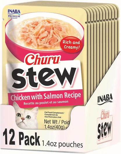 INABA Churu Stew for Cats, Creamy Purée Side Dish Pouch, 1.05 Oz Pouches, 15 Pouches Total, Chicken Variety13