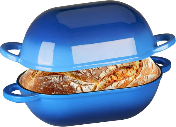 2.5Qt Enameled Cast Iron Dutch Oven for Sourdough Bread Baking, Oven Safe Dutch Oven Pot with Lid, Non-Stick Bread Oven Pot, Blue1
