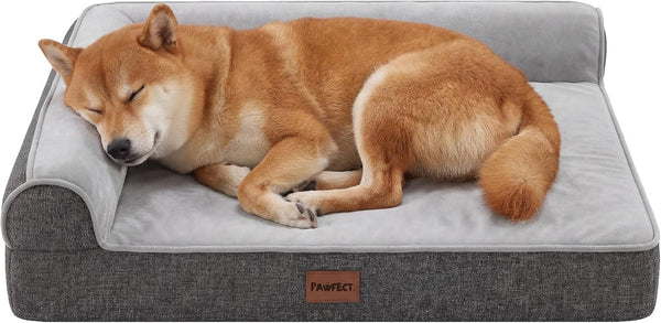 Pawfect Orthopedic Dog Bed for Small, Medium & Large Dogs, Memory Foam Pet Bed with 3 Waterproof Covers, Washable Removable Velvet Cover, Supportive Bolsters, Non-Slip Base (Medium: 32.5"X24.5"X7.5")1