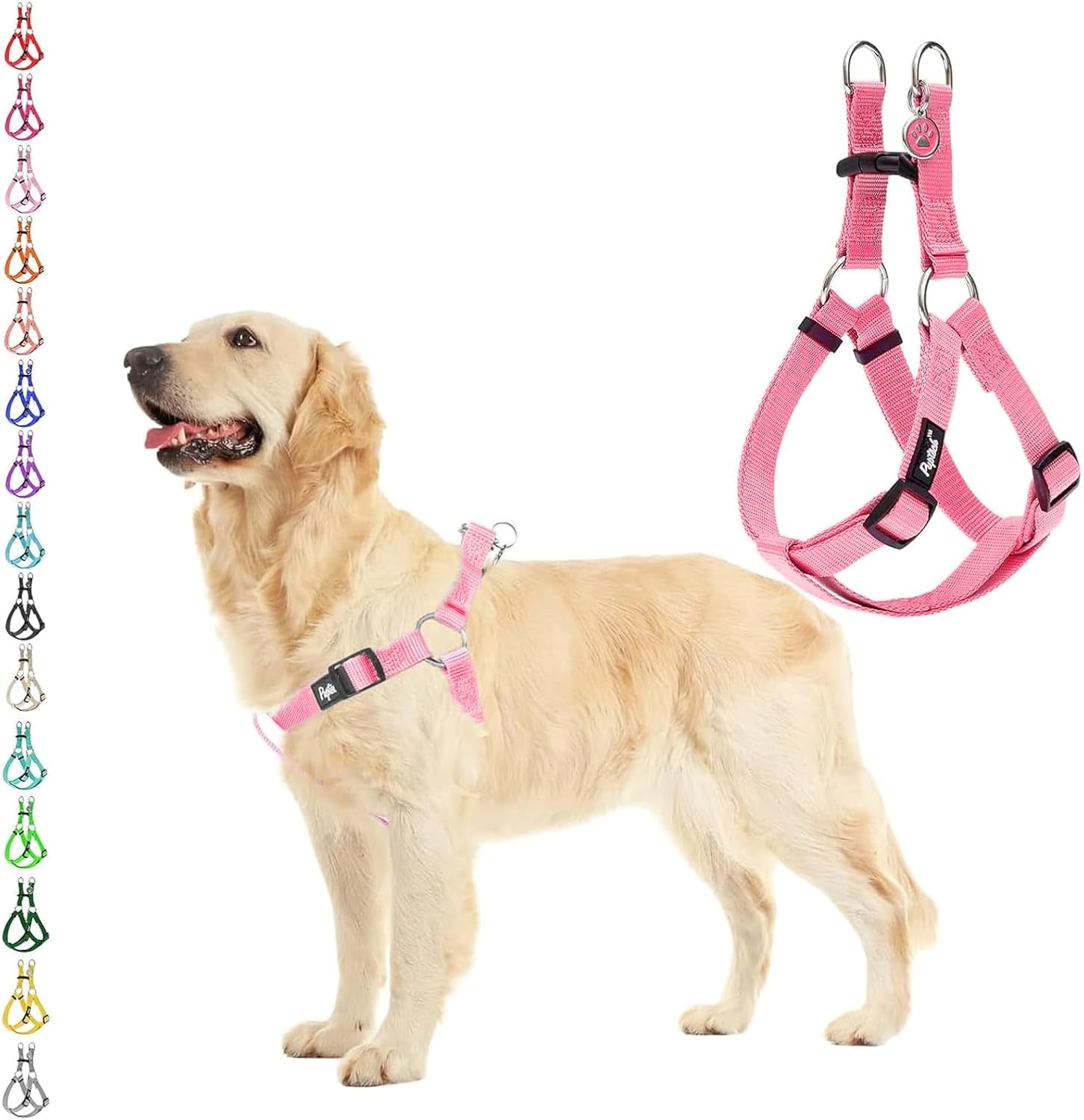 pupteck-no-pull-dog-harness-soft-adjustable-basic-nylon-step-in-puppy-vest-outdoor-walking-with-id-tag