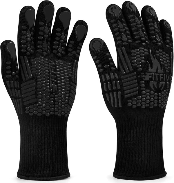 BBQ Gloves, 1472°F Heat Resistant with Silicone Grip Oven Mitts | Non-Slip Grip, for BBQ, Grilling, Oven, Smoker, Cooking and Baking1