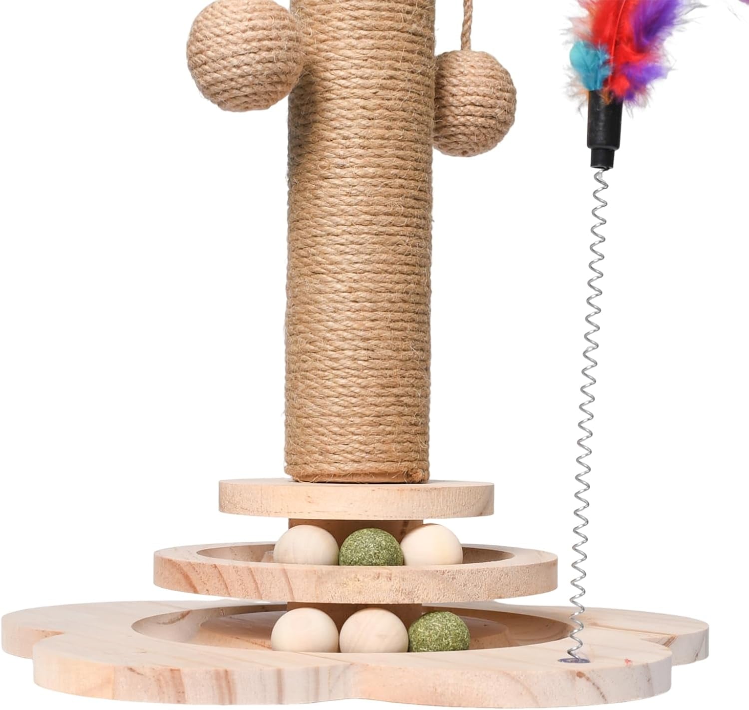 cat-scratching-post-50cm-cat-scratcher-toy-natural-woven-sisal-and-wood-interactive-cat-toys-with-lanyard-ball-ball-feather-feather-color-is-random