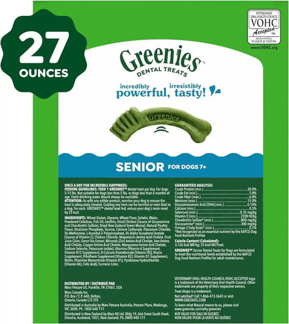 Greenies Senior Teenie Size Adult Natural Dental Dog Treats, 96 Count | Veterinarian-Recommended, Cleans Teeth, Freshens Breath, Supports Joint Health, Dogs 7+ (5-15 Lbs), 27 Oz. Pack10