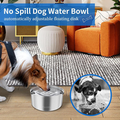 Kactoily 3L/101Oz Large Capacity Dog Water Bowl Stainless Steel No Spill Dog Bowls Slow Drinking Dog Water Feeder Dispenser2