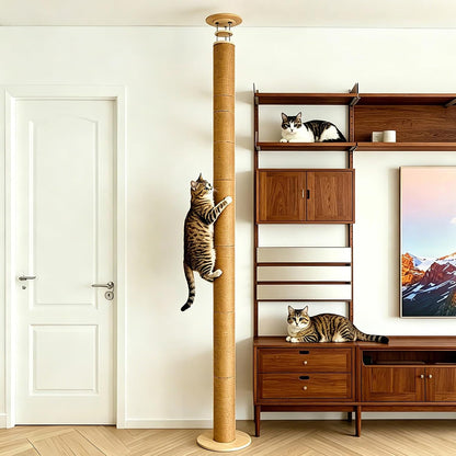 Floor to Ceiling Cat Scratching Post Tree, Adjustable Height 40In-120In Tall PVC Cat Climbing Pole, Sturdy Cat Activity Tower for Indoor Cats to Climb, Scratch & Play1