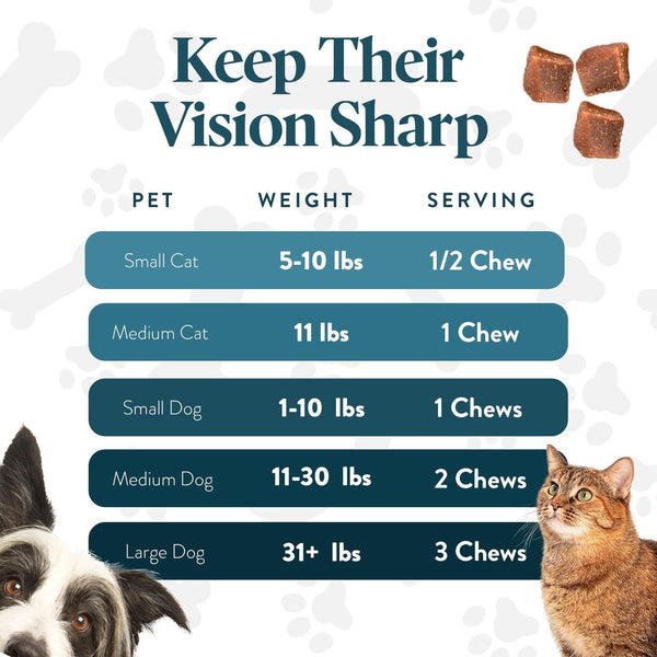 Vision Chews Eye Supplements for Dogs & Cats, 30 Count | Chicken Liver Flavor with Omega-3, Lutein and Antioxidants; No Preservatives, Made in USA, 30-Count Bag6