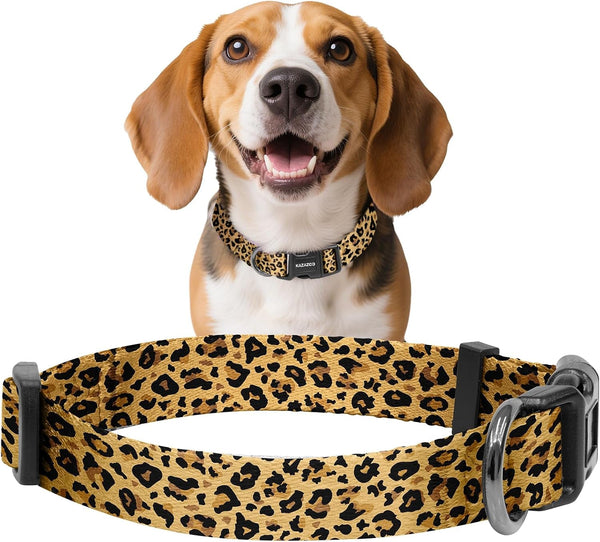 Kazazoo Dog Collar Cute and Soft Nylon Puppy Collar Girl Dogs, Adjustable Purple Dog Collars for Medium Dogs, Purple Flowers-M47