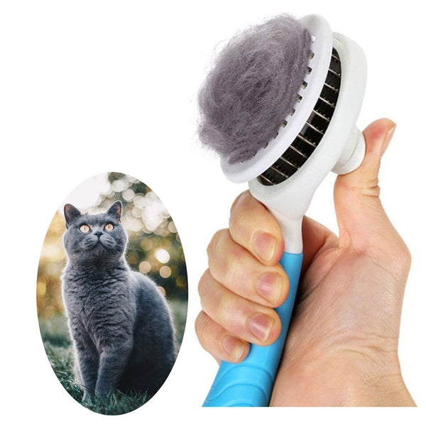 Self Cleaning Slicker Brush - Cat Brush Skin-Friendly Deshedding Grooming Massaging Tool for Long & Short Haired Pets, Cat Hair Brushes Easy Removes Undercoat for Dogs Cats Rabbits - UPGRADED, Blue1