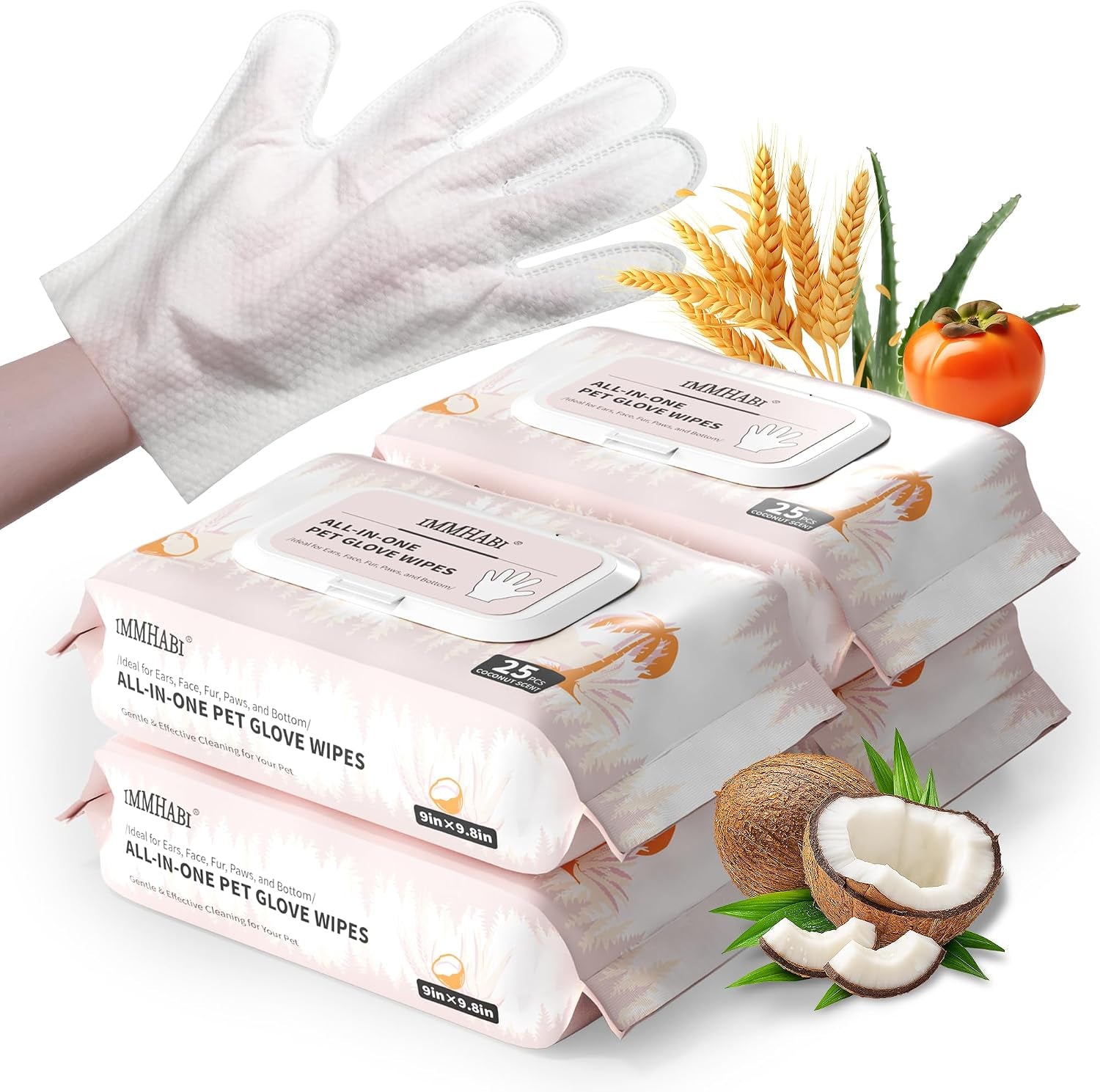 immhabi-50-count-cleaning-deodorizing-pet-glove-wipes-for-dogs-cats-hypoallergenic-dog-bath-wipes-with-natural-deodorizer-persimmon-tannin-pet-bathing-wipes-for-horse-coat-care-coconut-scent