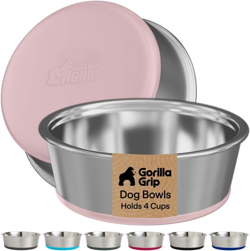 gorilla-grip-dog-bowls-food-grade-304-stainless-steel-holds-2-us-cups-each-16-fl-oz-food-and-water-bowl-for-feeding-dogs-and-cats-dishwasher-safe-rust-resistant-bpa-free-rubber-base-2-set-black
