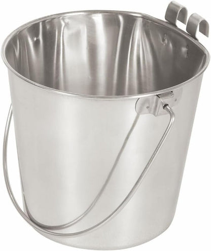 Advance Pet Products 4 Quart Stainless Steel Bucket with Dual Hook | Perfectly Fits on Kennels, Cages and Critter Crates | Heavy Duty Bucket for Pets Cleaning & Food Prep - Flat Sided Pail13