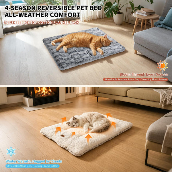 Cat Bed, Cat Beds for Indoor Cats - Reversible Self Warming Cat Bed Mat with Ridged Chenille Texture, Ultra Plush Double Sided Thermal Kitten Bed & Mat, 23.6" X 15.7", Machine Washable6