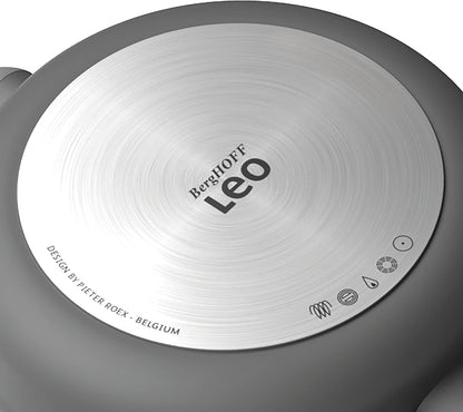 LEO Cast Aluminum Wok, 12.5 Inch 6.2 Qt Nonstick Stir Fry Pan | Induction Grey Wok with Silicone Rim Glass Lid, Stay Cool Handle, Easy Straining Drain Hole & Non Toxic Ferno Green Coating6