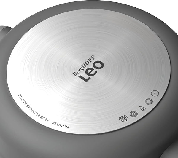 LEO Cast Aluminum Wok, 12.5 Inch 6.2 Qt Nonstick Stir Fry Pan | Induction Grey Wok with Silicone Rim Glass Lid, Stay Cool Handle, Easy Straining Drain Hole & Non Toxic Ferno Green Coating6