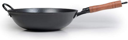 Zhensanhuan Cast Iron Woks and Stir Fry Pans, No Coating, Induction Suitable, Flat Bottom (32Cm/12.6In)1
