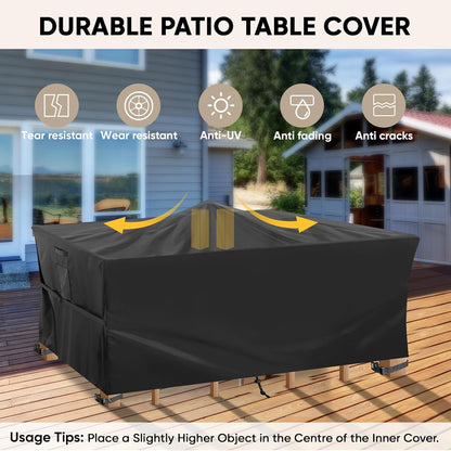Patio Furniture Covers, Outdoor Furniture Covers Waterproof, Heavy Duty Oxford Patio Table Cover for Outdoor Table, Chair, Sofa, Desk (Black, 108"L X 82"W X 28"H)3