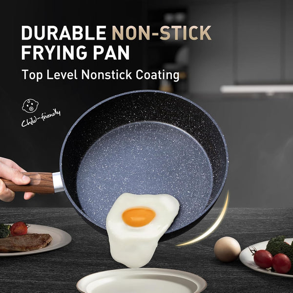 12 Piece Pots and Pans Set, Induction Kitchen Cookware Sets | Black Granite Nonstick Pans Set for Cooking, 100% PFOA & PFAS Free Non-Toxic, Easy to Clean3