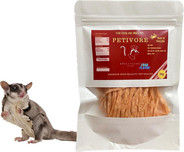 Crab Flavor - Premium Fish Snack for Sugar Glider and Small Exotic Pet - Made from Real Fish - Hamster, Squirrel, Chinchillas, Marmoset - Yummy Treats, Snacks and Food (35G)1