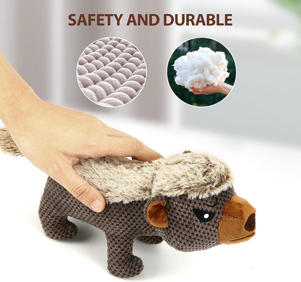 IOKHEIRA Dog Plush Toys for Aggressive Chewers, Indestructible Dog Squeaky Toys with Crinkle Paper, Durable Teething Chew Toys for Medium and Large Breed (Grey)4