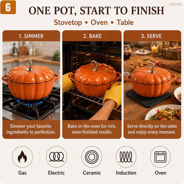 Pumpkin Dutch Oven with Lid, Enameled Cast Iron Pumpkin Pot, Halloween Cookware for Fall Kitchen Decor, Oven Safe Dutch Oven for Bread, Soup, Stew, Thanksgiving Gift (2.0 Qt Orange B)6