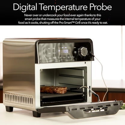 Smart Air Fryer Oven with POWERPORT™ Plug-In Grill for Dual-Zone Efficient Cook, 100 in 1 Advanced Convection Toaster Oven Countertop W/Insulated 2-Glass Door, 450°F Preheat, Stainless Steel4