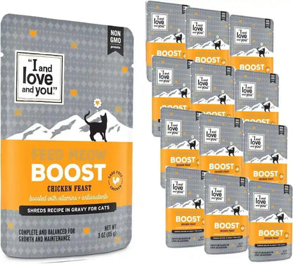 I and LOVE and YOU Feed Meow Tummy Wet Cat Food - Tuna + Pumpkin - Digestion Support, Grain Free, Shredded, 3Oz Pack of 1214