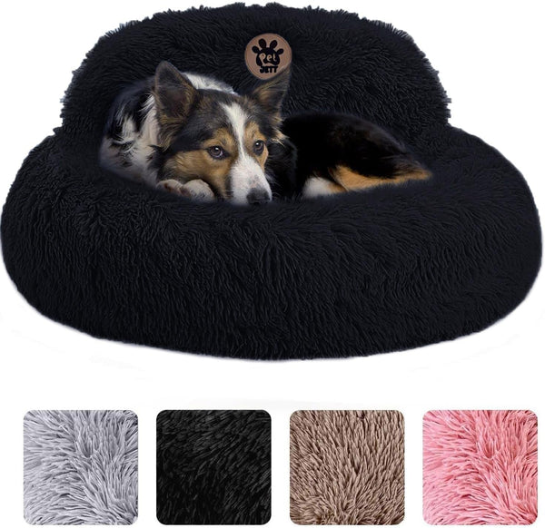 Petjett Calming Dog Bed Medium Size Dog - 30'' Donut Bed, Washable Dog Bed, Anti-Slip & Super Soft Fluffy Plush round Dog Bed, Anti-Anxiety Premium Comfort Pet Bed, Fits Dogs Upto 45 Lbs - Dark Grey15