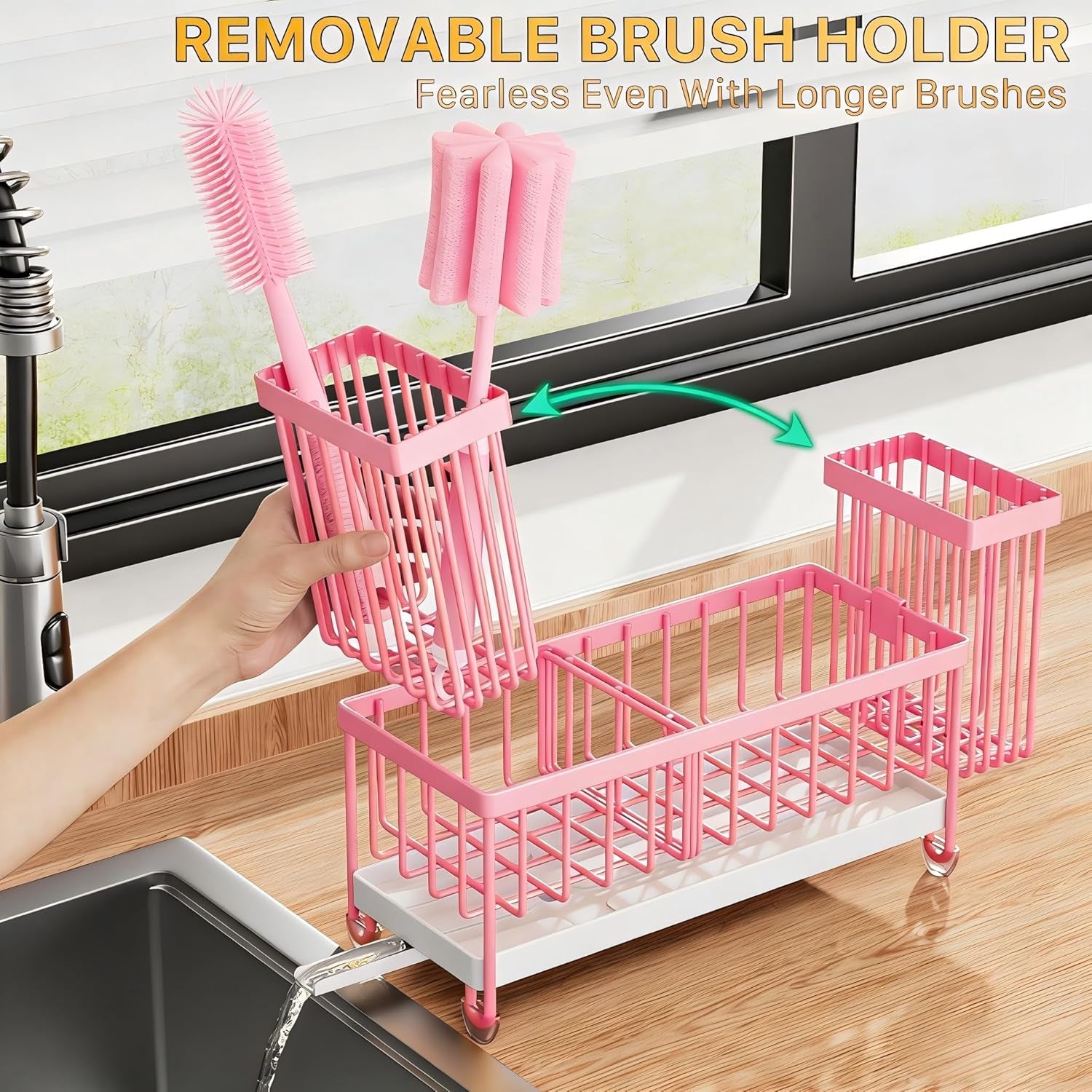 sponge-holder-for-kitchen-sink-sink-caddy-organizer-with-high-brush-holder-kitchen-countertop-organizers-and-storage-essentials-rustproof-304-stainless-steel-pink-9-25