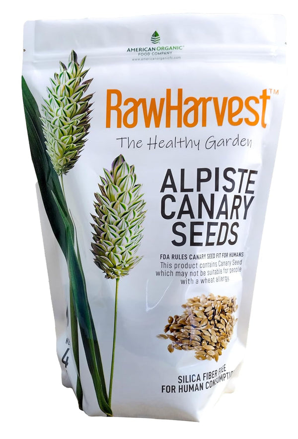 Raw Garden Canary Seed Alpiste, Silica Free for Human Consumption (4 Lbs) | 100% Silica-Free | Plant-Based Protein | Vegan Milk Alternative | Dietary Fiber1