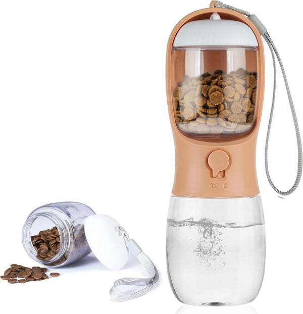 Dog Water Bottle with Food Container, Portable Leak Proof Pet Water Dispenser for Walking Hiking Travel, Puppy Essentials Accessories for Small Large Dogs, Dog Gifts (10Oz/15Oz/19Oz)14