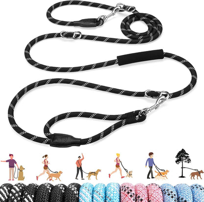 Lukovee Hands Free Dog Leash, 10FT Adjustable Training Lead 1/2 Inch Nylon Heavy Duty Lead No Pull for Large Medium Dogs, Tangle Free Reflective Waist-Leash for Walking Running, Black14