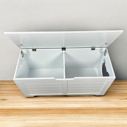 39.4" Cream White Cat Litter Box Enclosure Furniture, Hidden Litter Box Cover with Storage Platform, Indoor Cat Washroom & End Table for Large Cats4