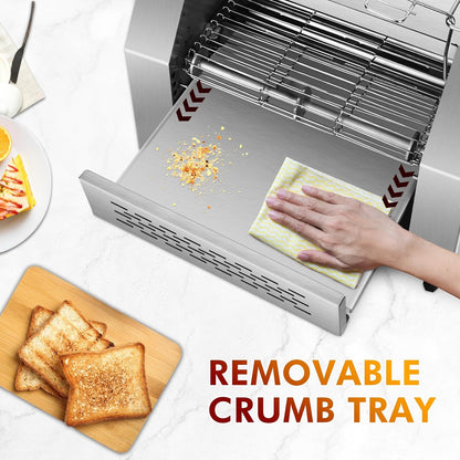 Commercial Toaster 300 Slices/Hour Industrial Conveyor Toaster 1900W Stainless Steel Restaurant Toasters for Croissants Toast Bun Bagel Bread8