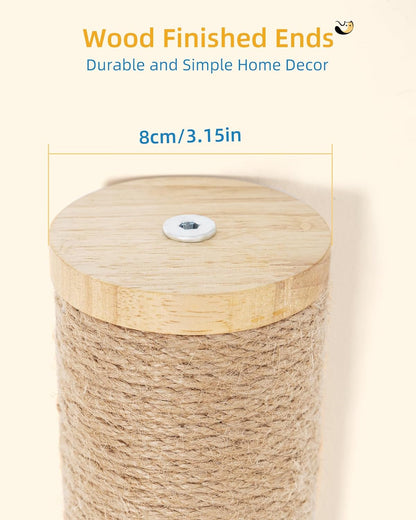 Aechonow 34" Cat Scratching Post, Wood Wall Mounted Cat Scratcher for Cats | Cat Wall Scratcher,Cat Wall Furniture for Indoor Cats,Cat Wall Wood Climber, Natural Sisal,Tall & Sturdy Corner Climbing Pole7