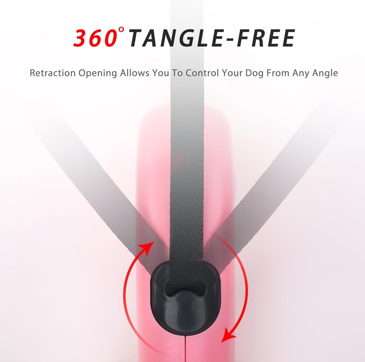 enrgticdg-16ft-retractable-dog-leash-light-weight-leash-for-small-to-medium-dogs-cats-up-to-50lbs-stainless-steel-spring-strong-nylon-tape-tangle-free-one-handed-brake-pink-black