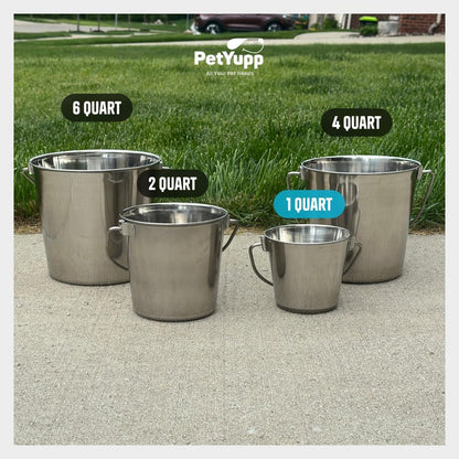 Heavy Duty Stainless Steel Bucket, 1 Quart – Durable Small Metal Bucket for Feeding, Watering Pets & Cleaning – Perfect for Kennels, Critter Crates, Cages and Hanging on Fences6