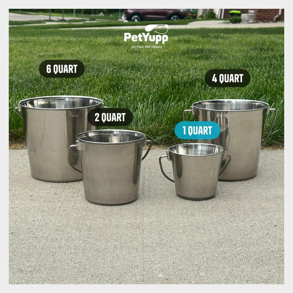 Heavy Duty Stainless Steel Bucket, 1 Quart – Durable Small Metal Bucket for Feeding, Watering Pets & Cleaning – Perfect for Kennels, Critter Crates, Cages and Hanging on Fences6